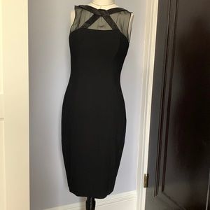 Badgley Mischka black cocktail sheath dress.